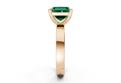 Aspen Emerald Gemstone Solitaire Asscher Cut 3mm Engagement Ring