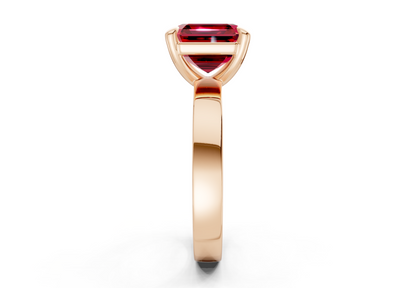 Aspen Ruby Gemstone Solitaire Asscher Cut 3mm Engagement Ring