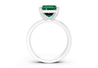 Aspen Emerald Gemstone Solitaire Asscher Cut 3mm Engagement Ring