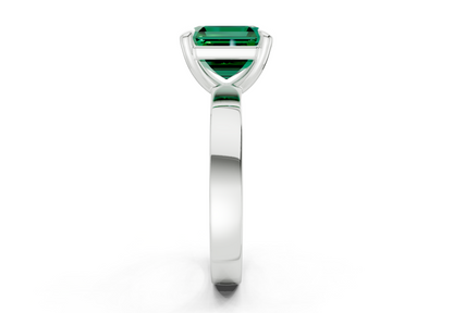 Aspen Emerald Gemstone Solitaire Asscher Cut 3mm Engagement Ring