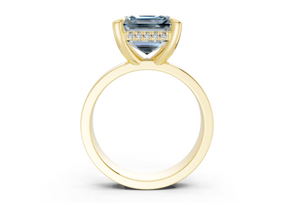 Echo Blue Diamond Solitaire Asscher Cut 4mm Engagement Ring