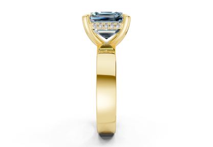 Echo Blue Diamond Solitaire Asscher Cut 4mm Engagement Ring