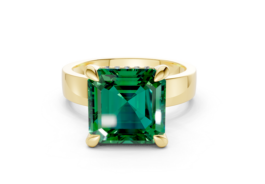 Echo Emerald Gemstone Solitaire Asscher Cut 4mm Engagement Ring
