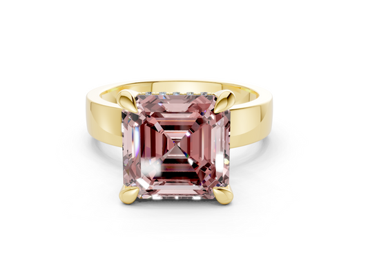 Echo Pink Diamond Solitaire Asscher Cut 4mm Engagement Ring
