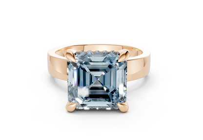 Echo Blue Diamond Solitaire Asscher Cut 4mm Engagement Ring