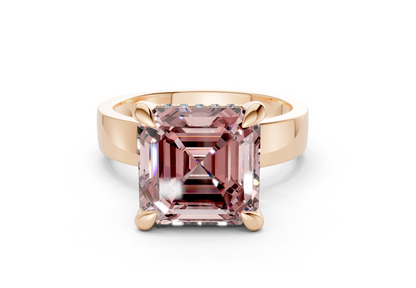 Echo Pink Diamond Solitaire Asscher Cut 4mm Engagement Ring