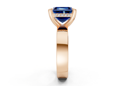 Echo Sapphire Gemstone Solitaire Asscher Cut 4mm Engagement Ring