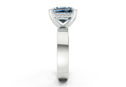 Echo Blue Diamond Solitaire Asscher Cut 4mm Engagement Ring