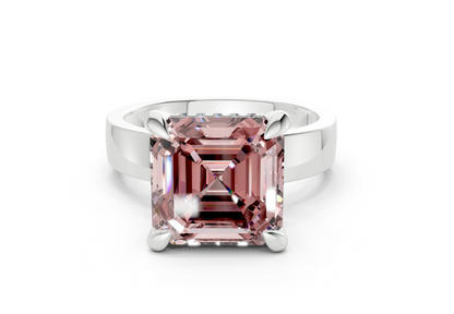 Echo Pink Diamond Solitaire Asscher Cut 4mm Engagement Ring