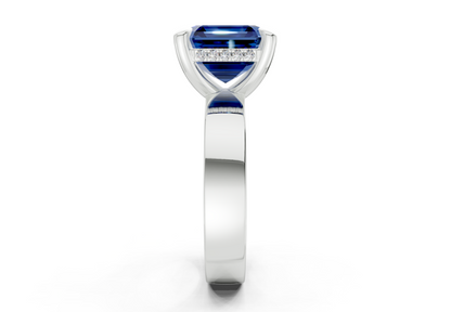 Echo Sapphire Gemstone Solitaire Asscher Cut 4mm Engagement Ring