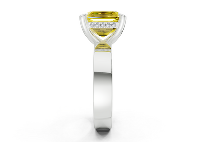 Echo Yellow Diamond Solitaire Asscher Cut 4mm Engagement Ring
