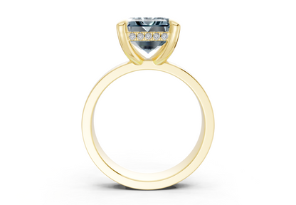 Echo Blue Diamond Solitaire Emerald Cut 4mm Engagement Ring