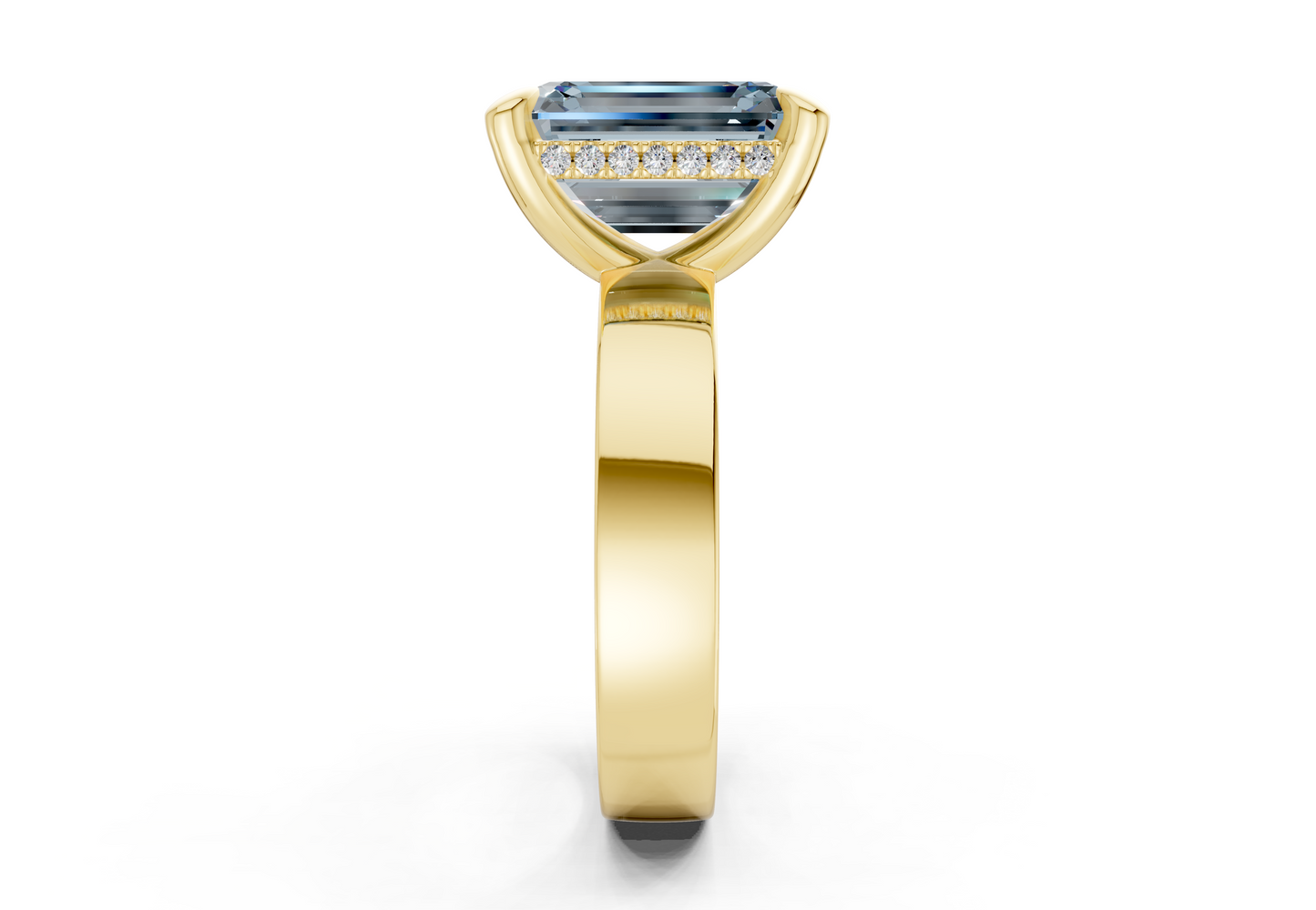 Echo Blue Diamond Solitaire Emerald Cut 4mm Engagement Ring