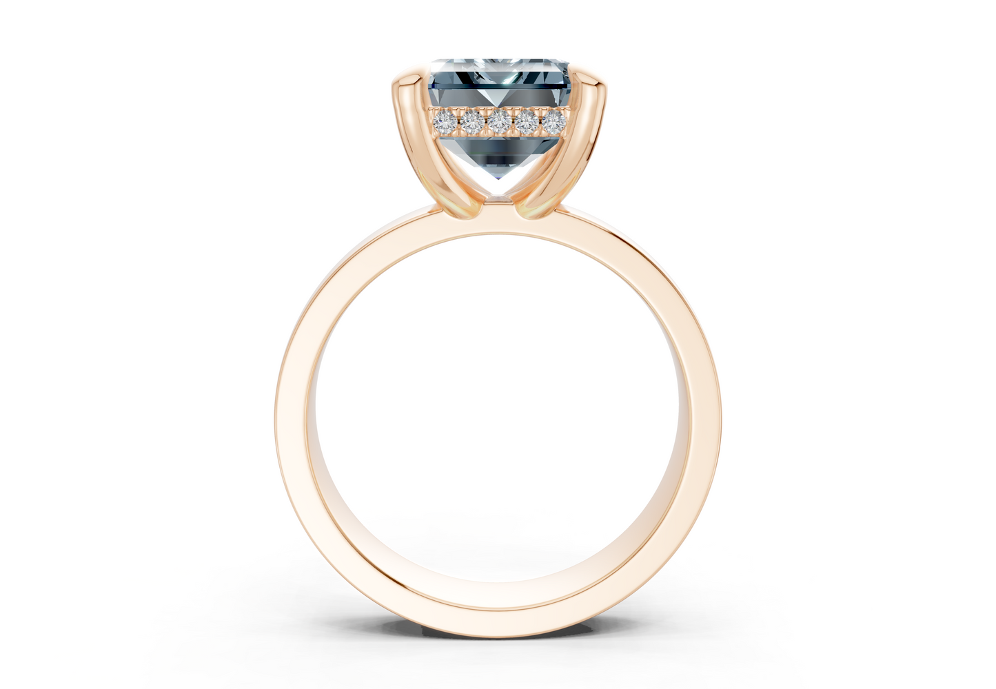 Echo Blue Diamond Solitaire Emerald Cut 4mm Engagement Ring