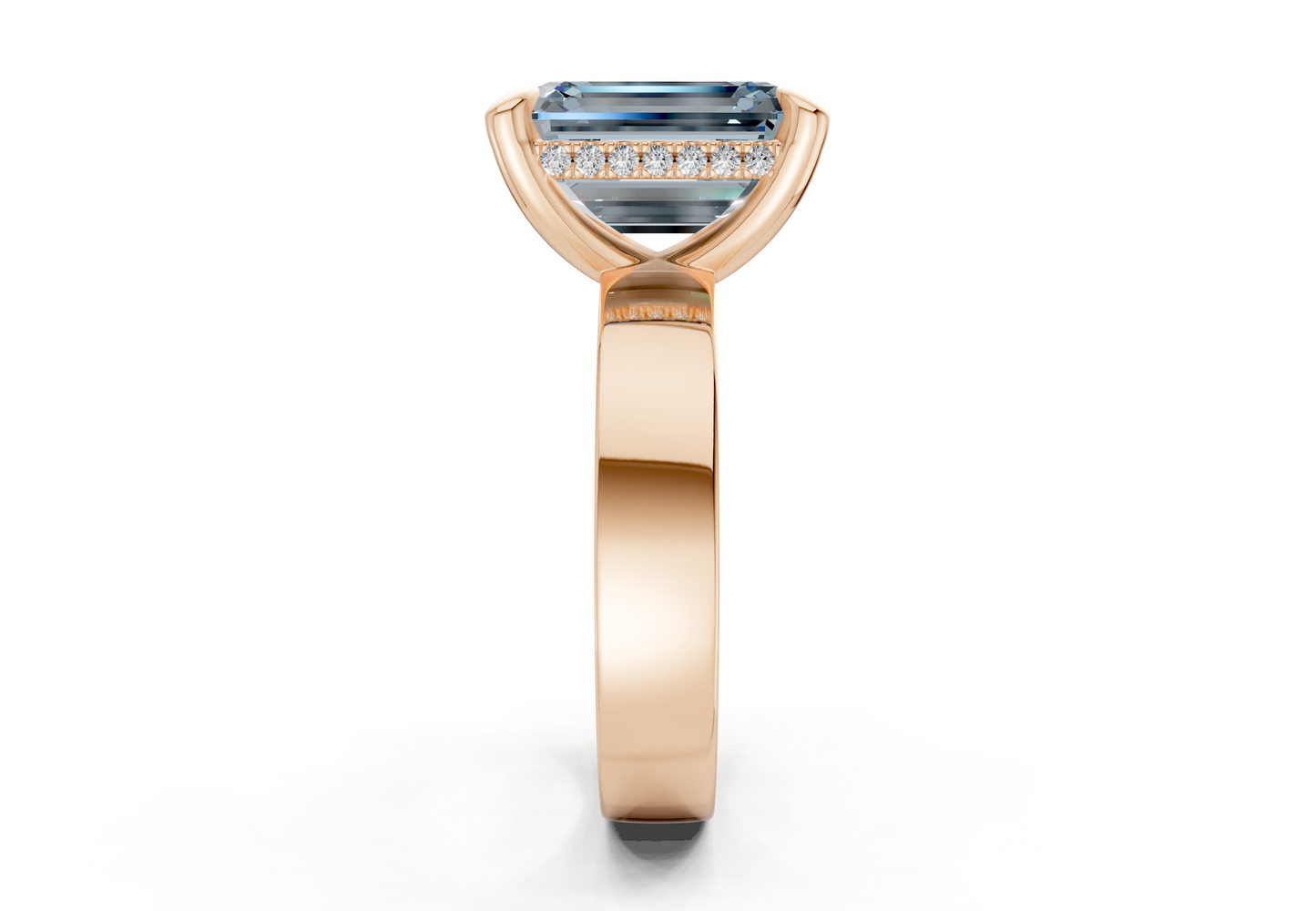 Echo Blue Diamond Solitaire Emerald Cut 4mm Engagement Ring
