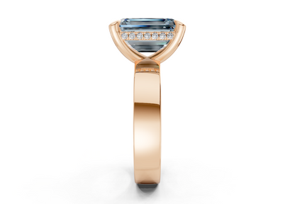 Echo Blue Diamond Solitaire Emerald Cut 4mm Engagement Ring