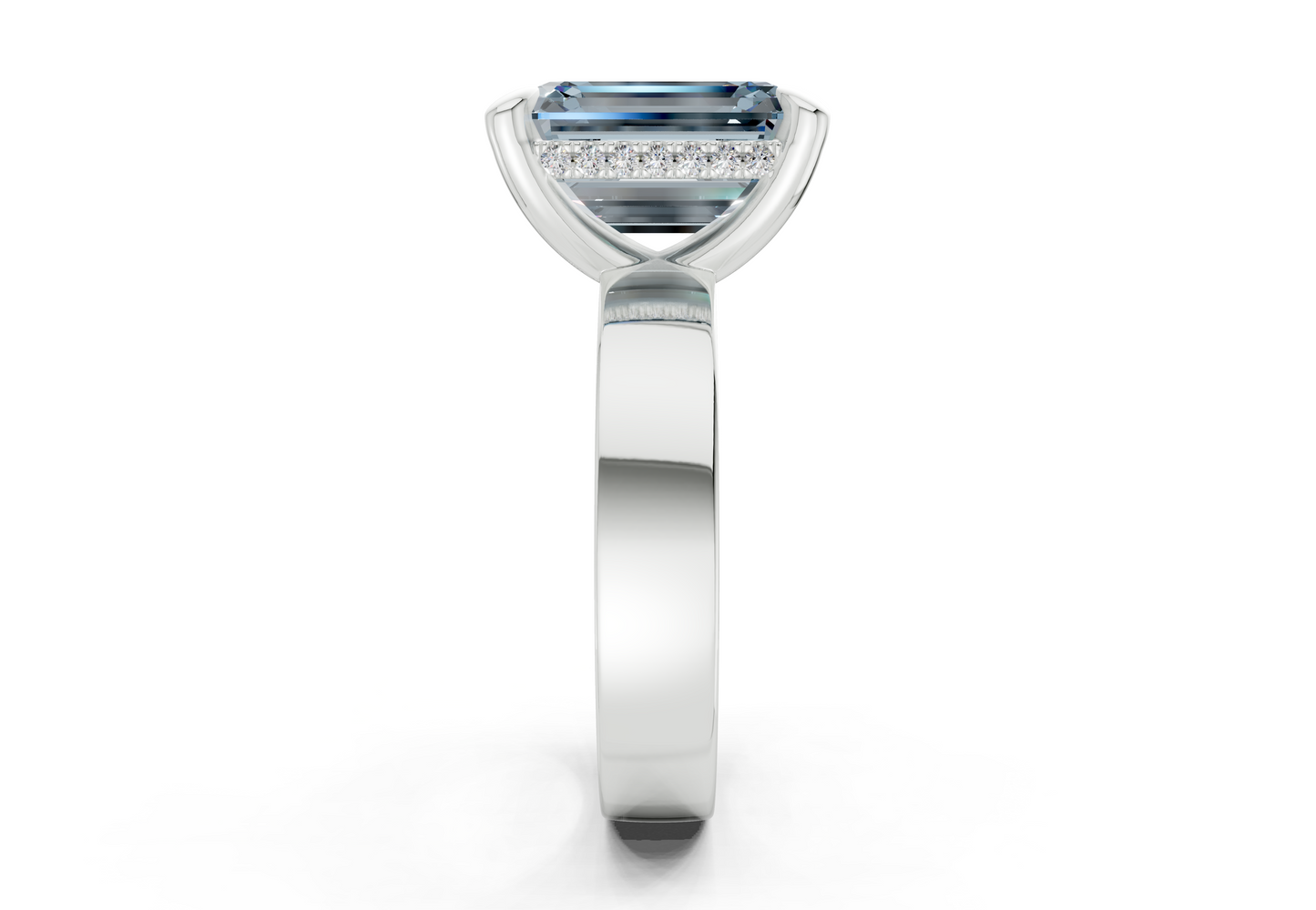 Echo Blue Diamond Solitaire Emerald Cut 4mm Engagement Ring