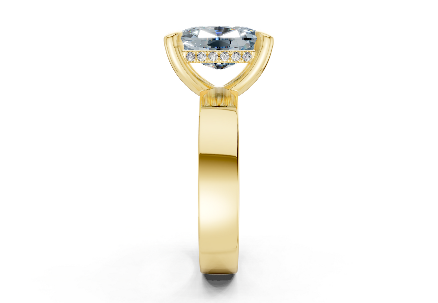 Echo Blue Diamond Solitaire Elongated Cushion Cut 4mm Engagement Ring
