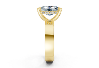Echo Blue Diamond Solitaire Elongated Cushion Cut 4mm Engagement Ring