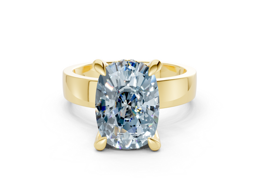 Echo Blue Diamond Solitaire Elongated Cushion Cut 4mm Engagement Ring