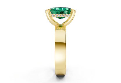 Echo Emerald Gemstone Solitaire Elongated Cushion Cut 4mm Engagement Ring