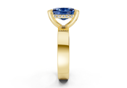 Echo Sapphire Gemstone Solitaire Elongated Cushion Cut 4mm Engagement Ring