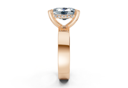 Echo Blue Diamond Solitaire Elongated Cushion Cut 4mm Engagement Ring