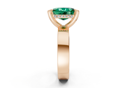 Echo Emerald Gemstone Solitaire Elongated Cushion Cut 4mm Engagement Ring