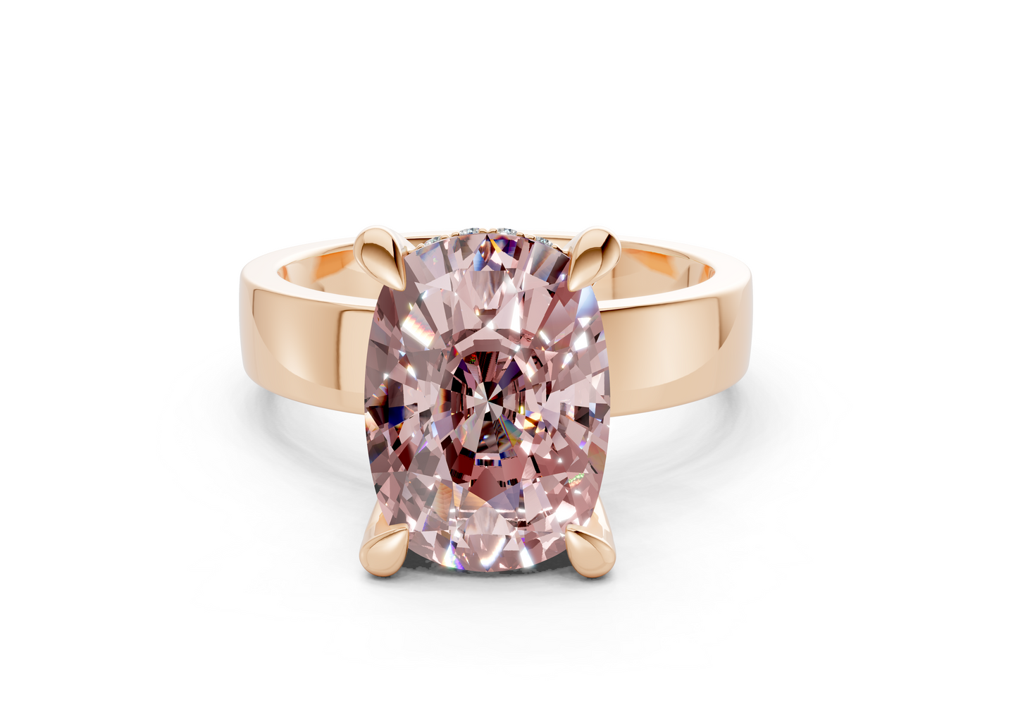 Echo Pink Diamond Solitaire Elongated Cushion Cut 4mm Engagement Ring