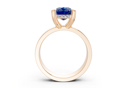 Echo Sapphire Gemstone Solitaire Elongated Cushion Cut 4mm Engagement Ring
