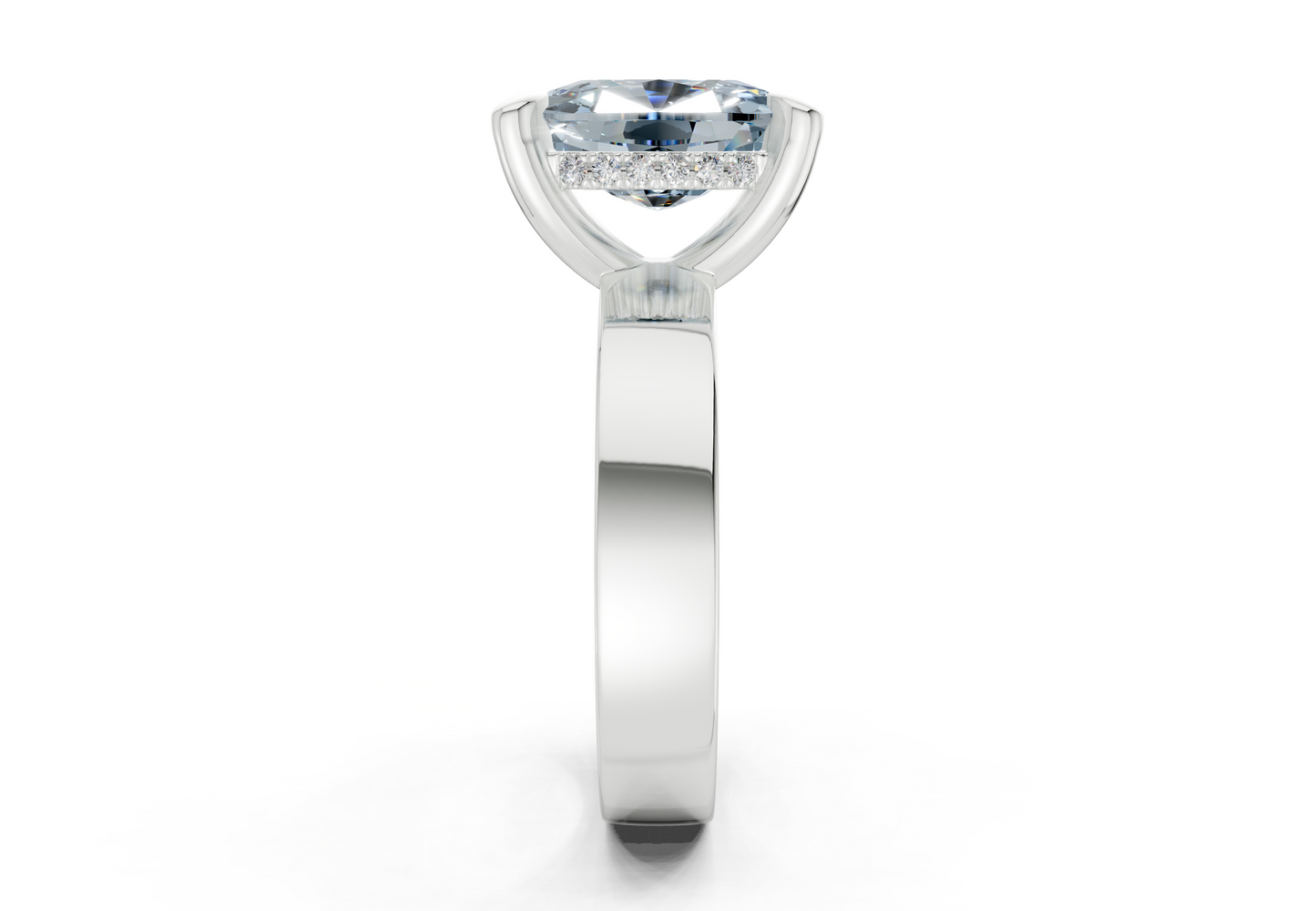 Echo Blue Diamond Solitaire Elongated Cushion Cut 4mm Engagement Ring