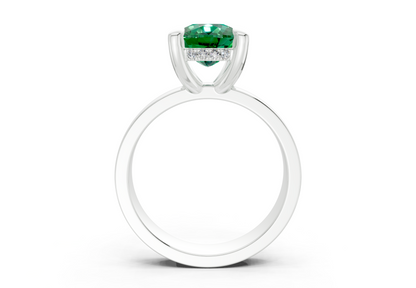 Echo Emerald Gemstone Solitaire Elongated Cushion Cut 4mm Engagement Ring