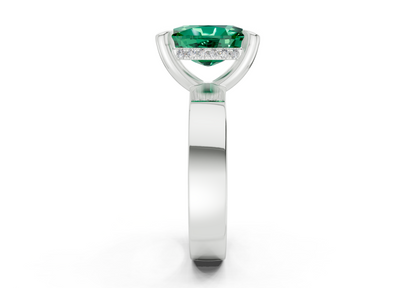 Echo Emerald Gemstone Solitaire Elongated Cushion Cut 4mm Engagement Ring