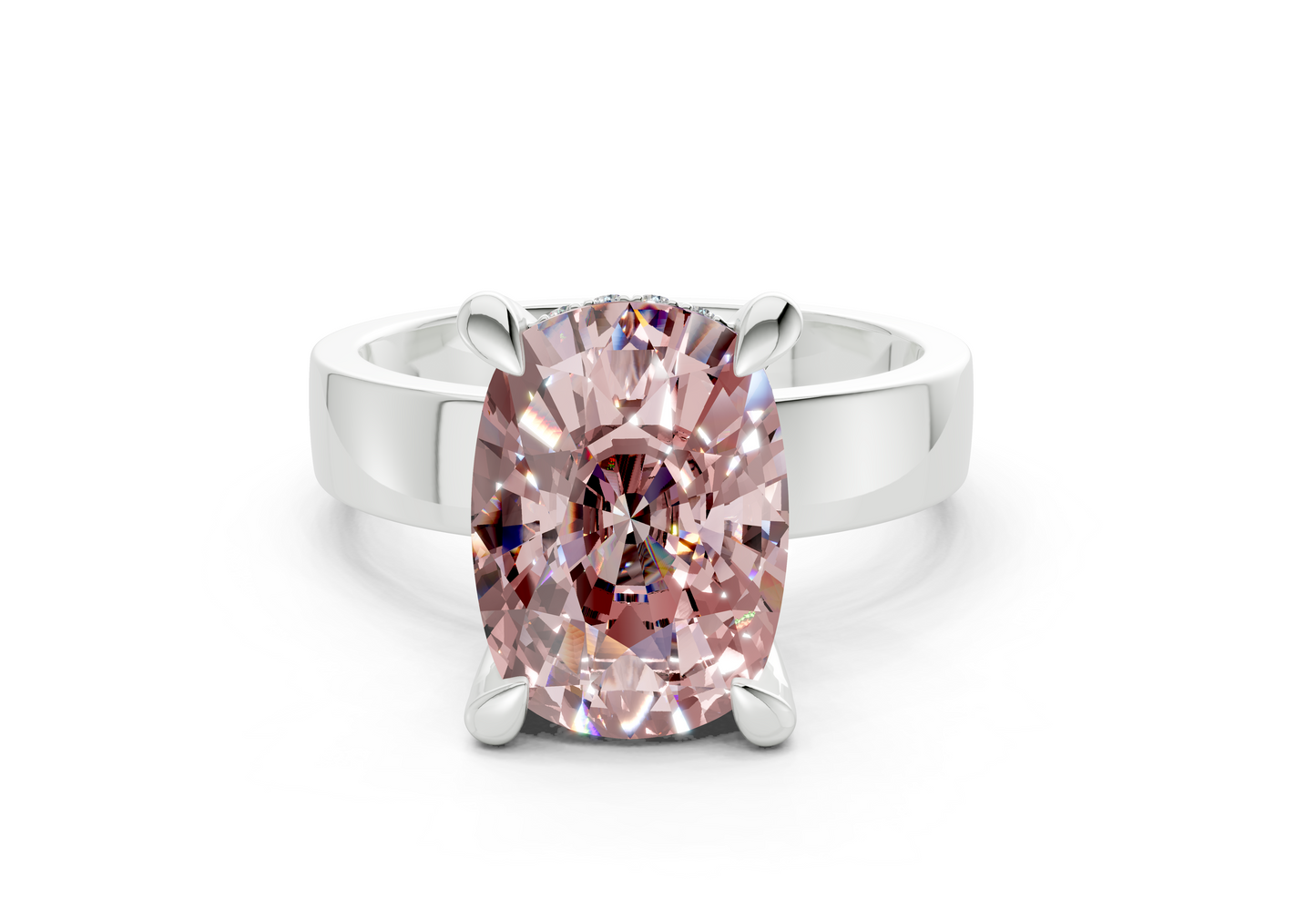 Echo Pink Diamond Solitaire Elongated Cushion Cut 4mm Engagement Ring