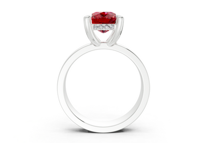 Echo Ruby Gemstone Solitaire Elongated Cushion Cut 4mm Engagement Ring