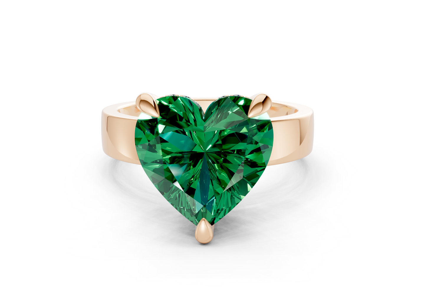 Echo Emerald Gemstone Solitaire Heart Cut 4mm Engagement Ring