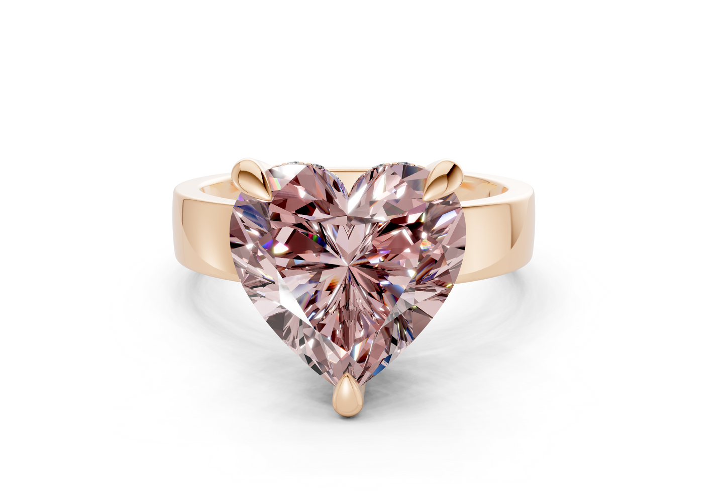 Echo Pink Diamond Solitaire Heart Cut 4mm Engagement Ring