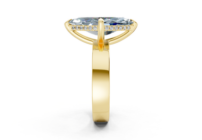 Echo Blue Diamond Solitaire Marquise Cut 4mm Engagement Ring