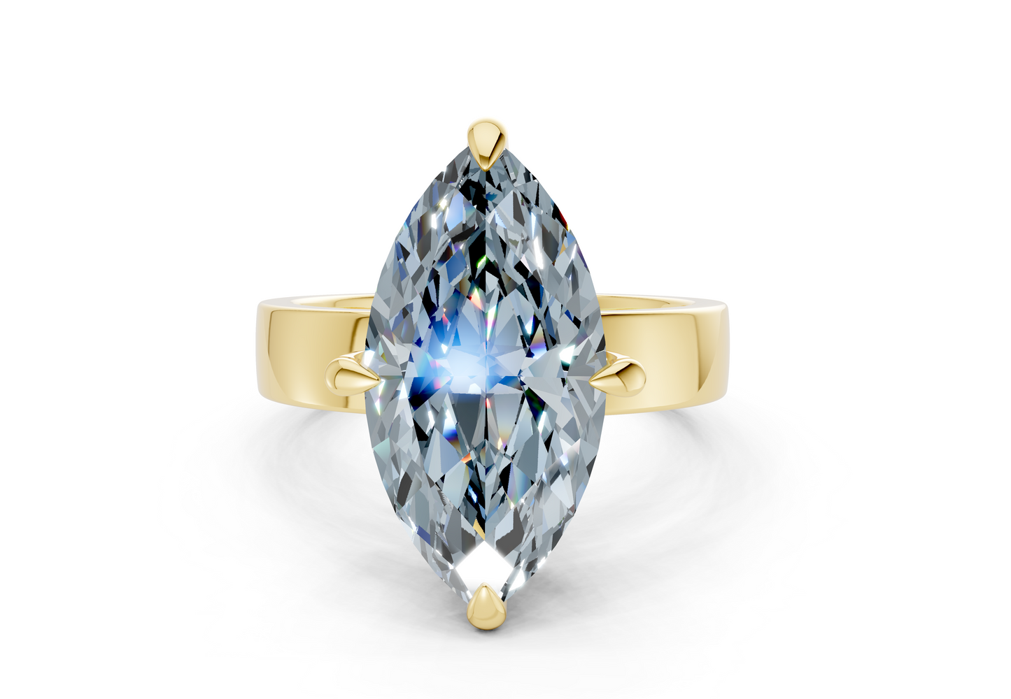 Echo Blue Diamond Solitaire Marquise Cut 4mm Engagement Ring