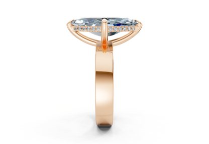 Echo Blue Diamond Solitaire Marquise Cut 4mm Engagement Ring