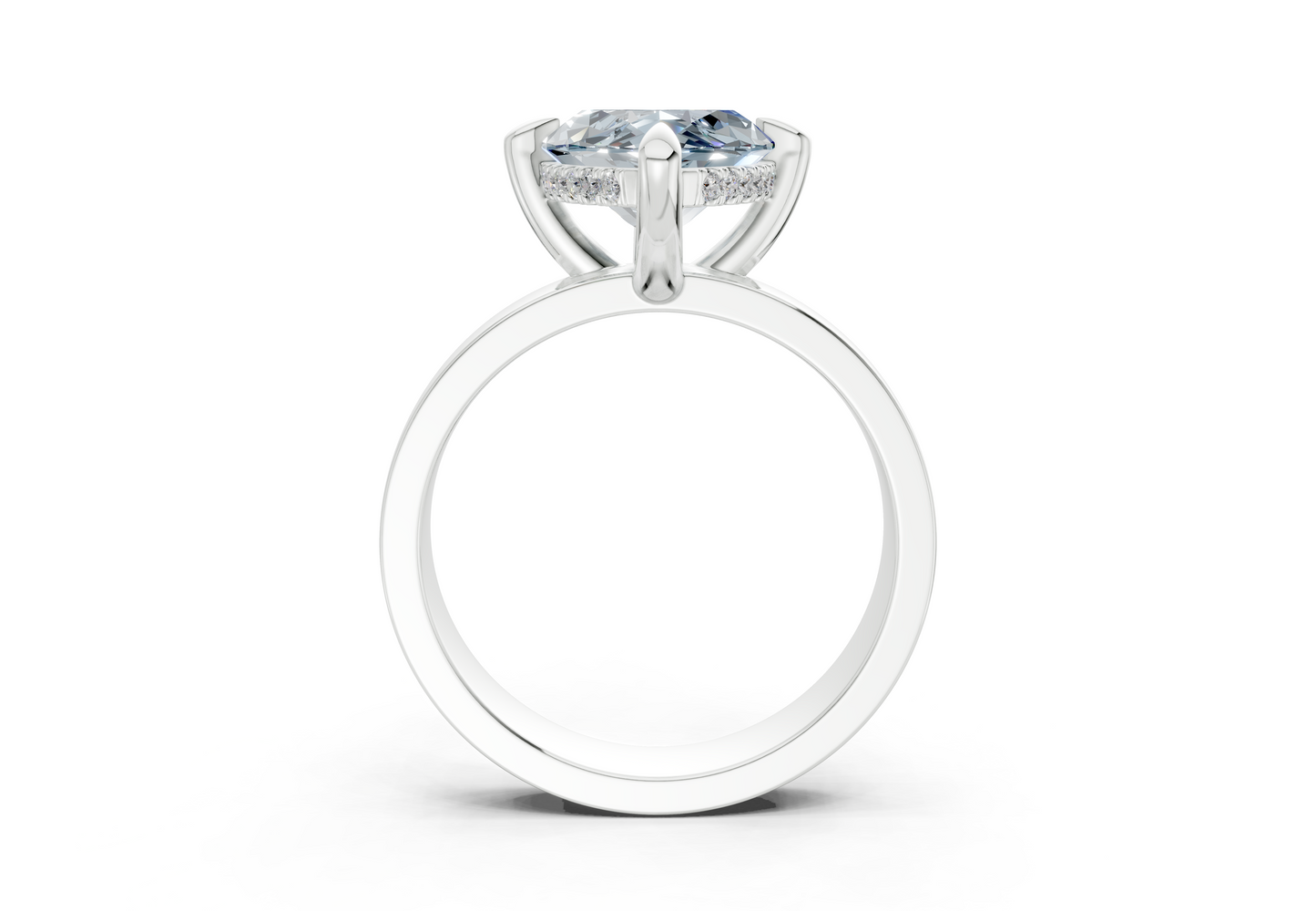 Echo Blue Diamond Solitaire Marquise Cut 4mm Engagement Ring
