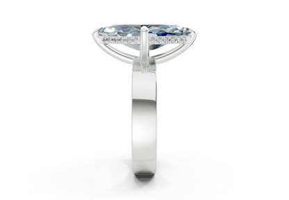 Echo Blue Diamond Solitaire Marquise Cut 4mm Engagement Ring