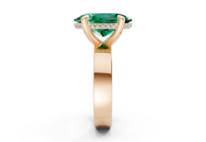 Echo Emerald Gemstone Solitaire Oval Cut 4mm Engagement Ring