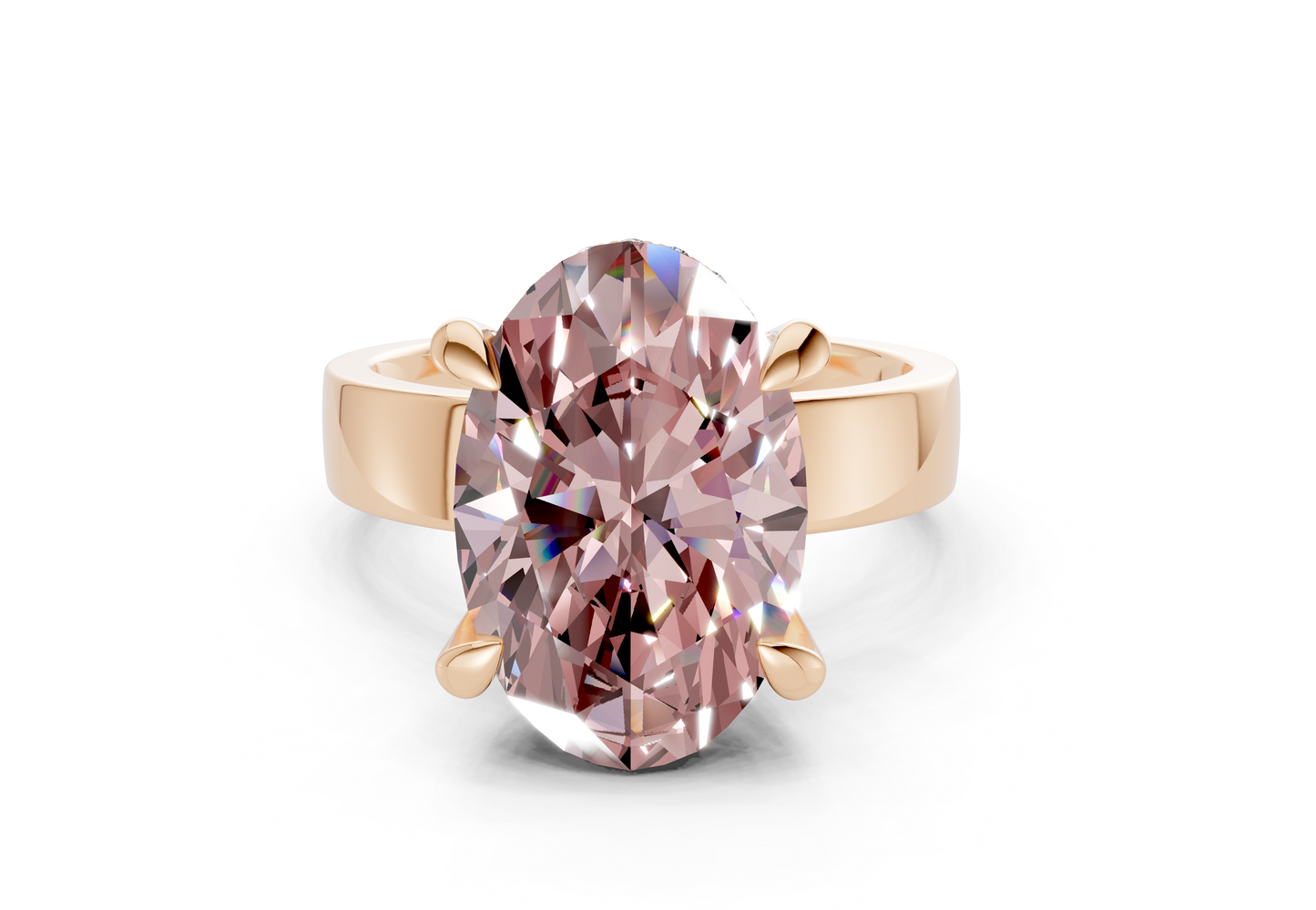 Echo Pink Diamond Solitaire Oval Cut 4mm Engagement Ring