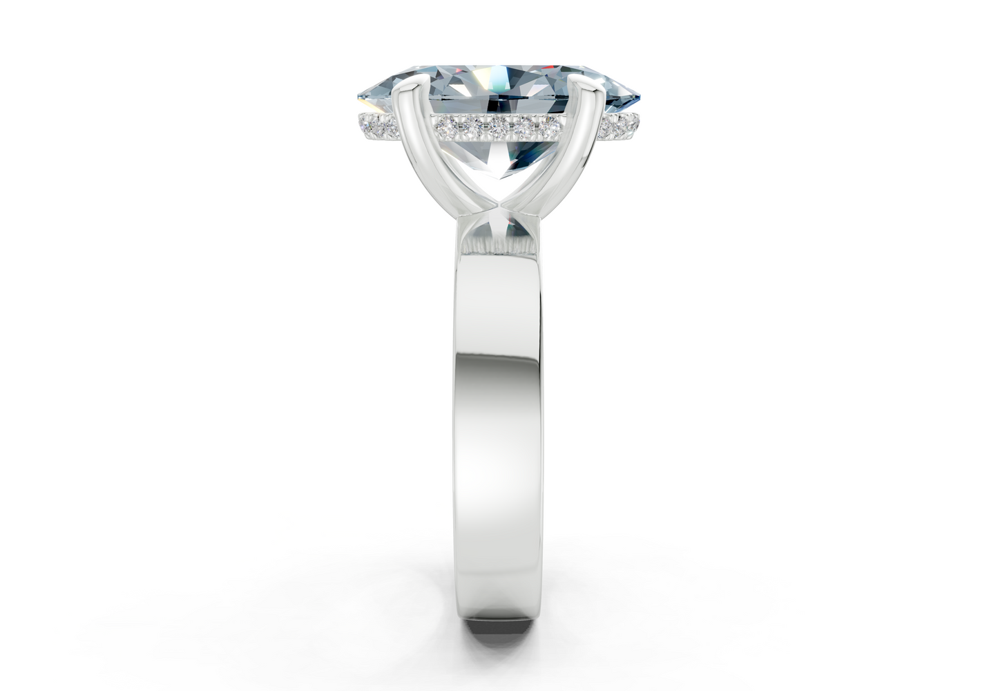 Echo Blue Diamond Solitaire Oval Cut 4mm Engagement Ring