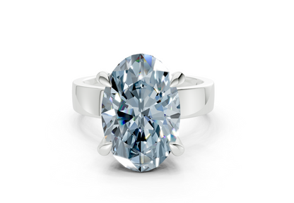 Echo Blue Diamond Solitaire Oval Cut 4mm Engagement Ring