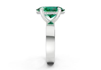 Echo Emerald Gemstone Solitaire Oval Cut 4mm Engagement Ring