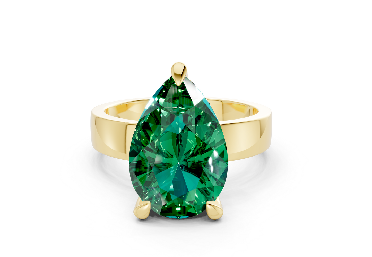 Echo Emerald Gemstone Solitaire Pear Cut 4mm Engagement Ring