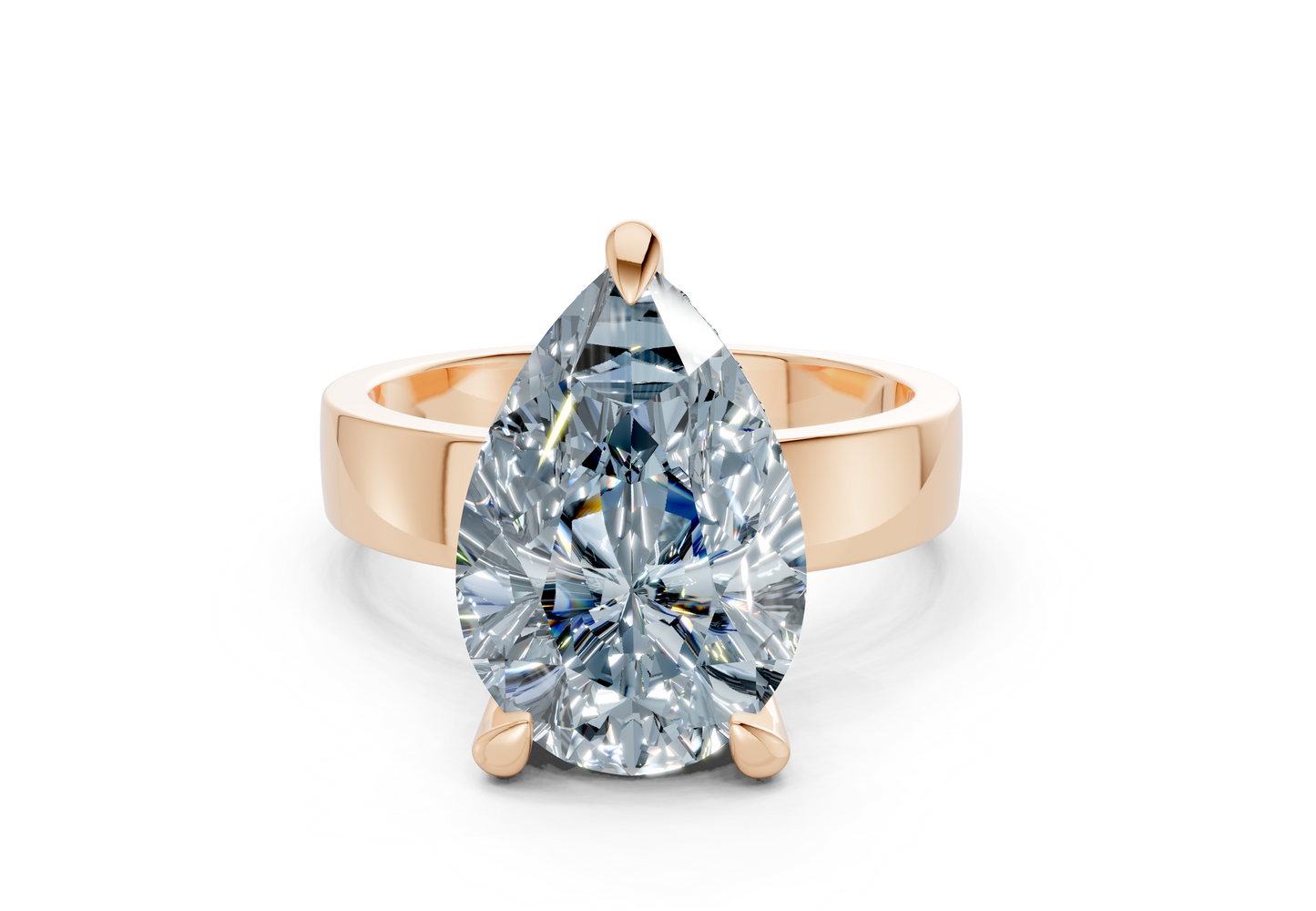 Echo Blue Diamond Solitaire Pear Cut 4mm Engagement Ring