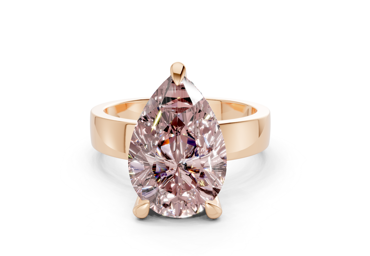 Echo Pink Diamond Solitaire Pear Cut 4mm Engagement Ring